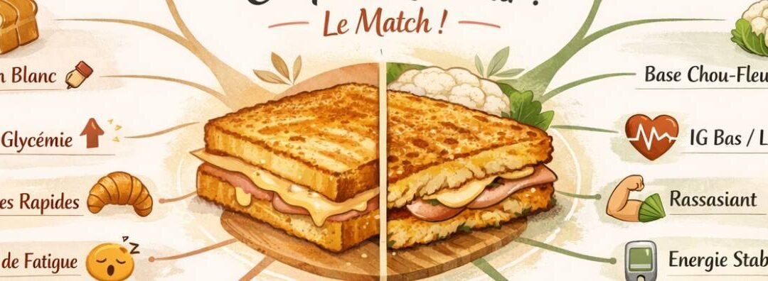 Recette Croque Monsieur version Chou Fleur, Jambon et Conté
