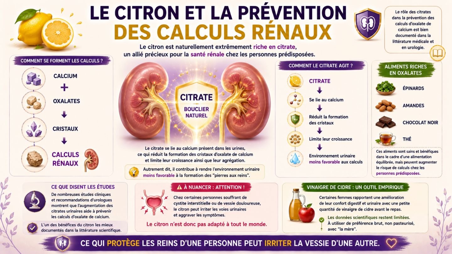 citron prévention calculs rénaux