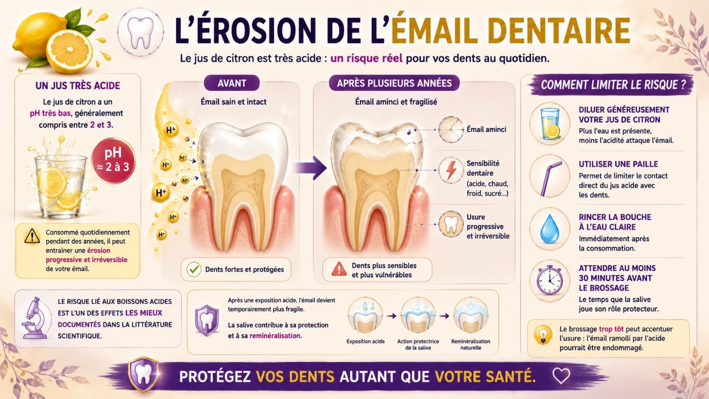 jus de citron érosion émail dentaire