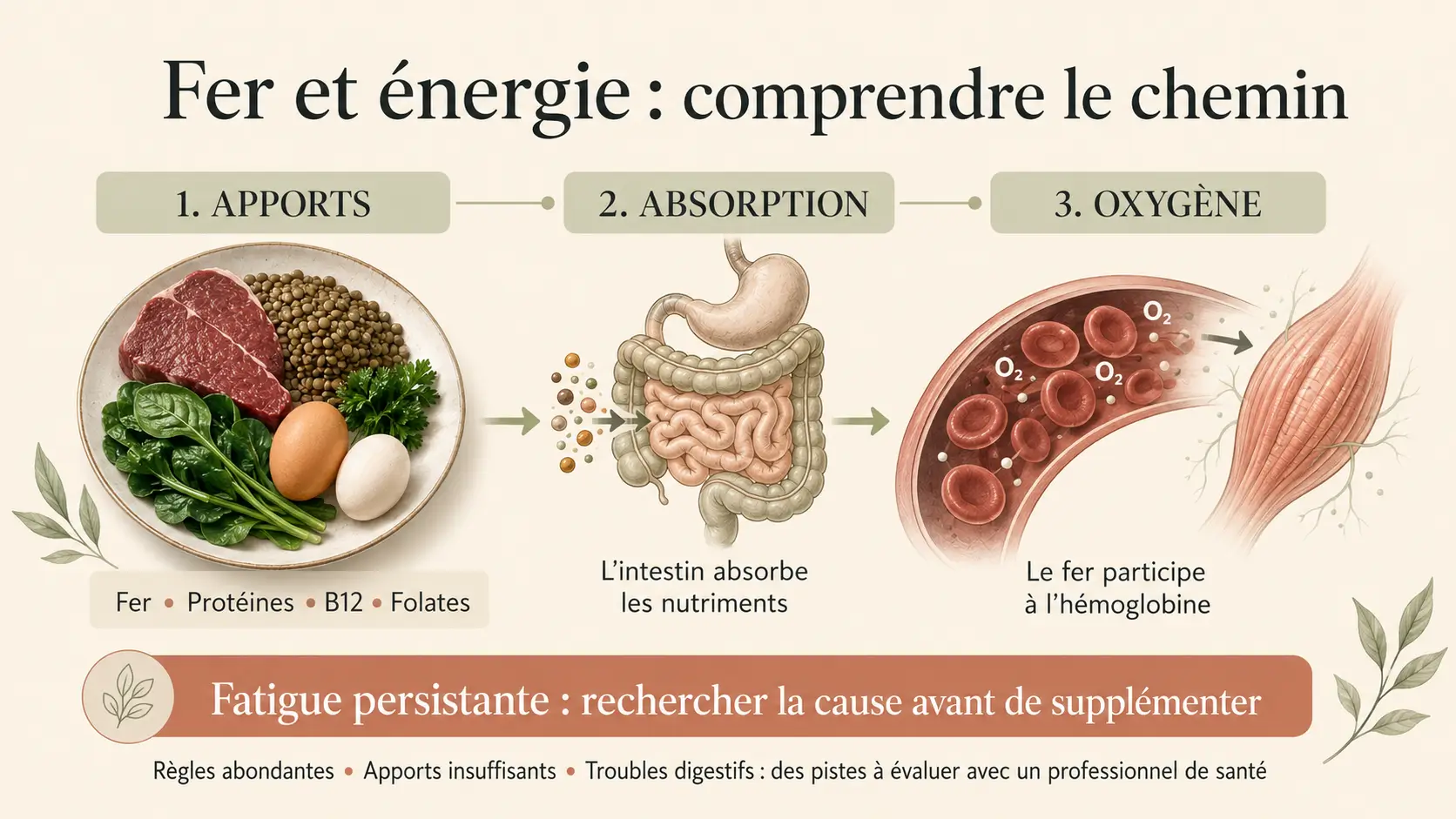 fer-hemoglobine-oxygene-fatigue-femme Schéma du rôle du fer dans l’hémoglobine et le transport de l’oxygène