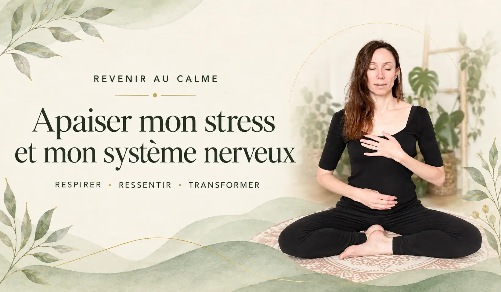 programme-apaiser-stress-systeme-nerveux-studio-rrt-nadine-bach Petite salle lumineuse pour les cours de yoga à La Hoube près de Dabo, avec trois tapis ouverts sur la nature
