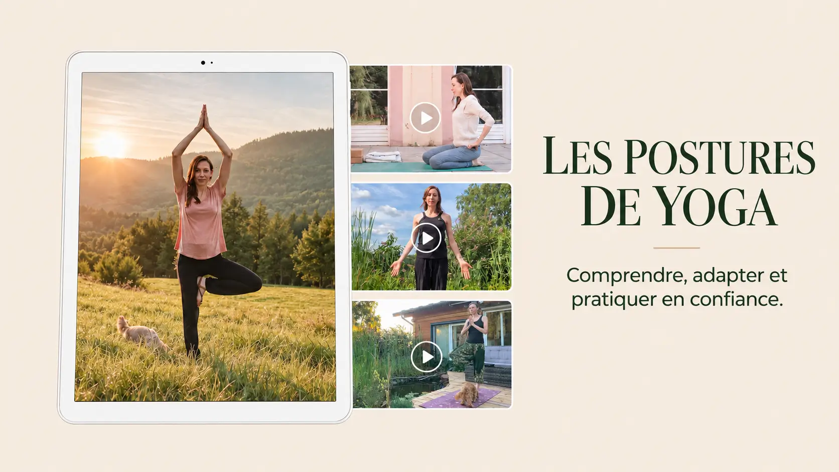 Nadine Bach présentant les postures de yoga et leurs adaptations
