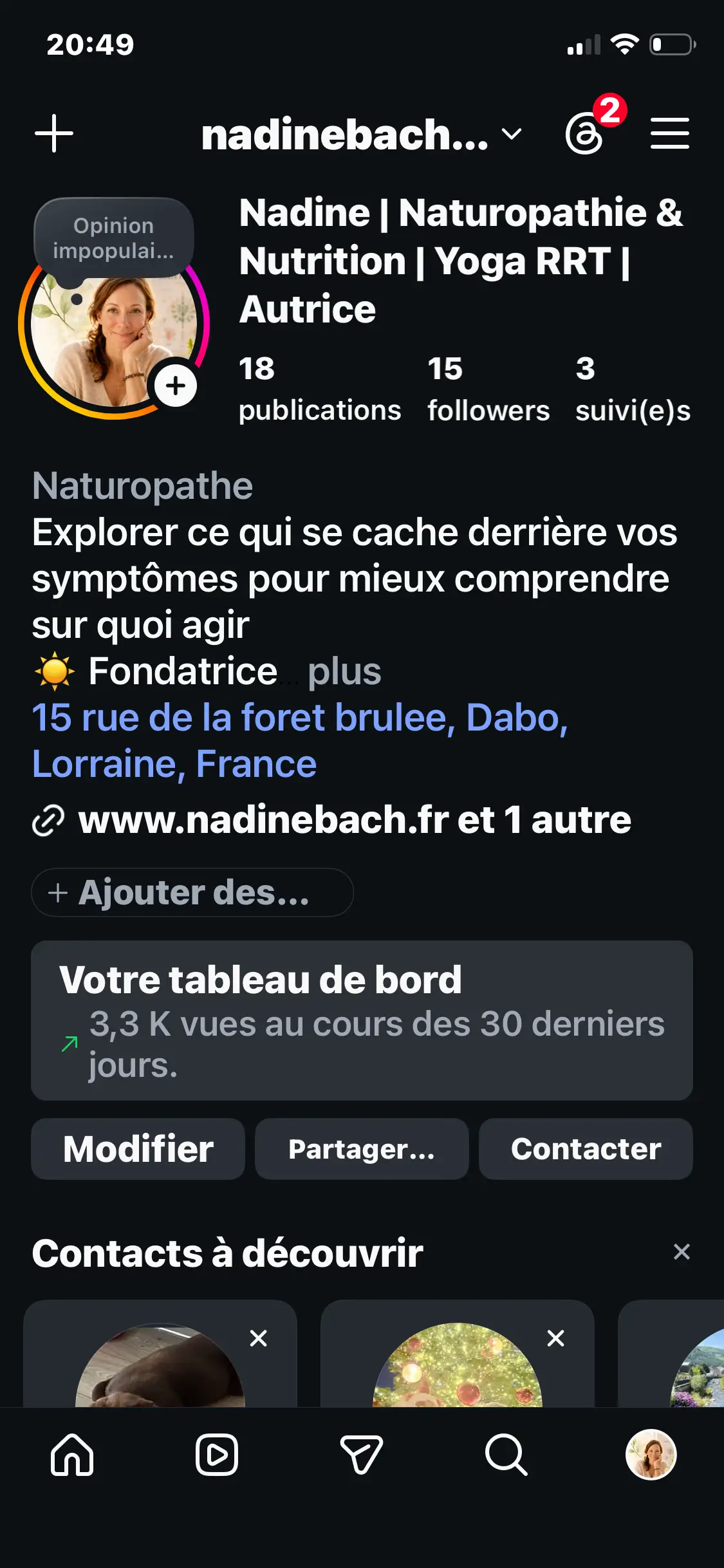 Profil Instagram de Nadine Bach